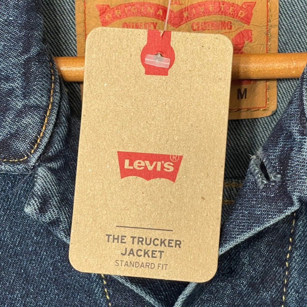 Levis Mens The Trucker Jacket Standard Fit Dark Wash Denim Blue 723340322 Size M - Picture 4 of 11